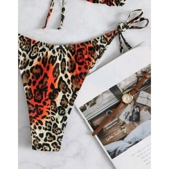 🏝 Sexy Multicolor Leopard Print Bikini Swimsuit - Picture 4 of 6